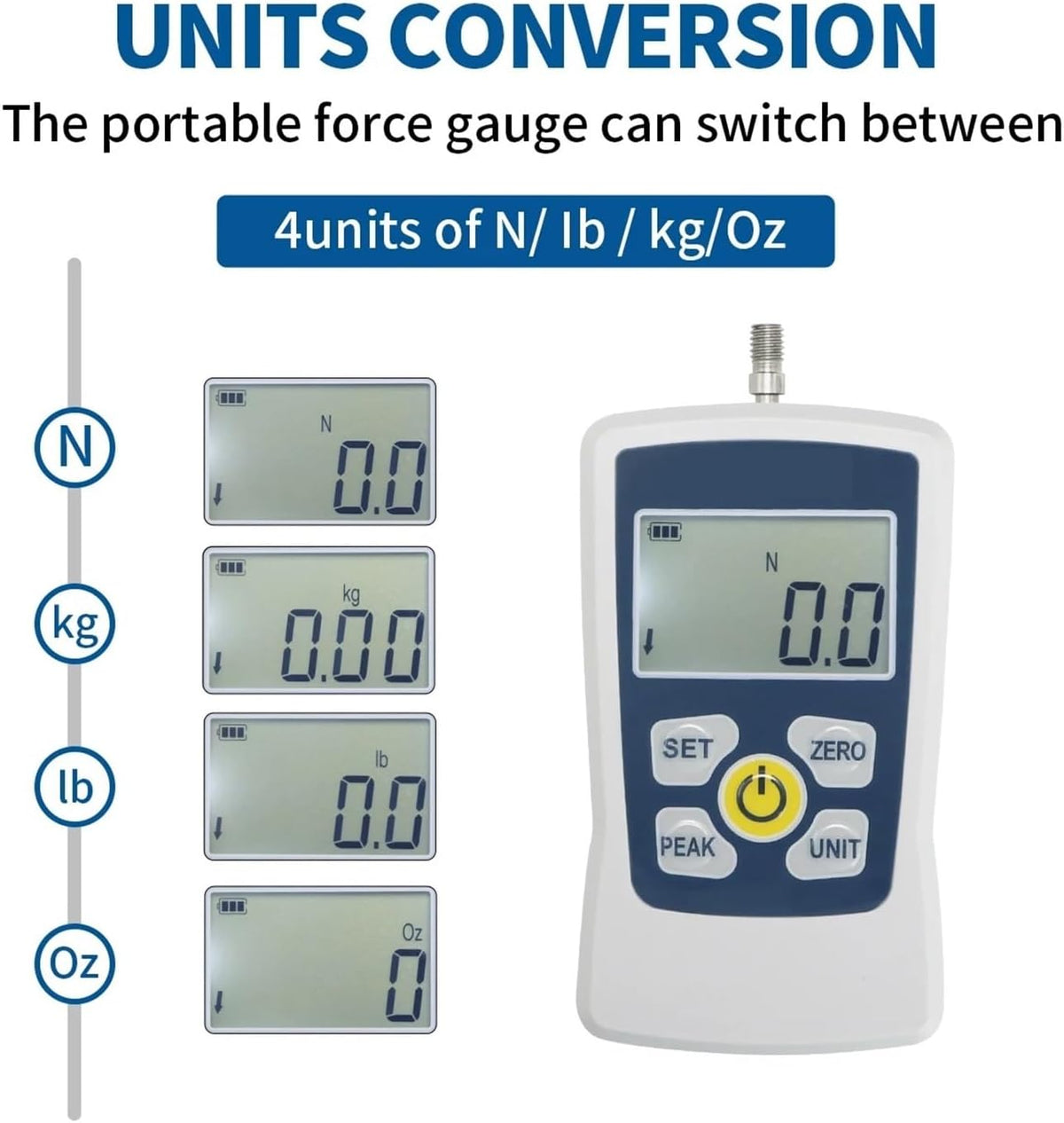 Digital Force Gauge Portable Digital Push Pull Force Gauge Force Test Equipment Dynamometer 1% High Accuracy Am，50N 1