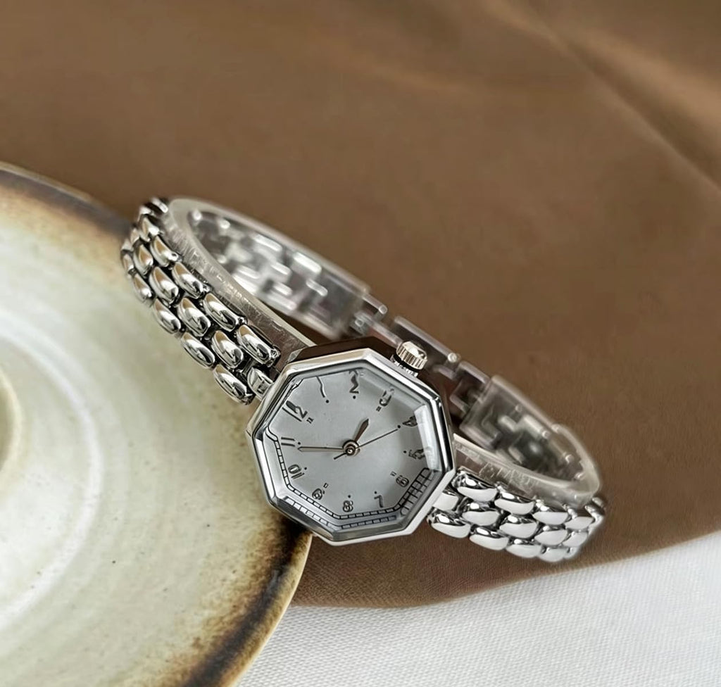 Women Octagonal Wrist Watch Stainless Steel Ladies Dress Quartz Watch | Vintage Gold /Silver Watches for Women Dainty