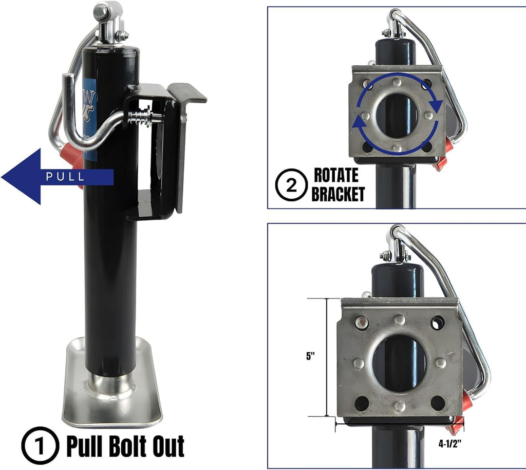 2000lbs Trailer Tongue Jack Lift Swivel Heavy Duty 1 Ton Camper Boat