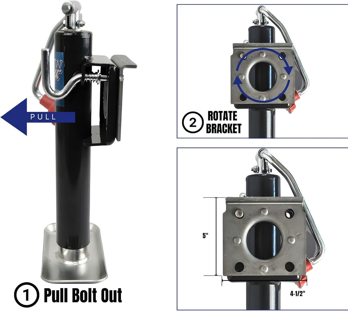 2000lbs Trailer Tongue Jack Lift Swivel Heavy Duty 1 Ton Camper Boat