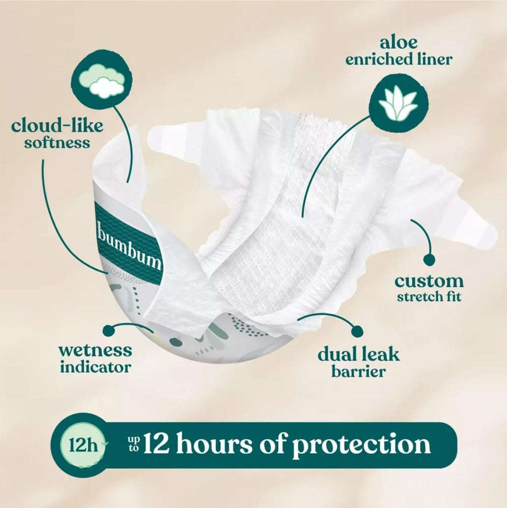 Bum~Bum Diapers, Size 2, 74 Count, Fragrance-Free