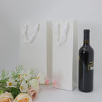 6Pcs White Wine Gift Bags for Single and Double Bottles Paper Bottle Bags with Handles for Champagne, Whiskey