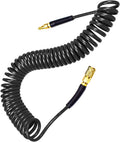YOTOO Polyurethane Recoil Air Hose, Air Compressor Hose 1/4" Inner Diameter by 25' Long with Bend Restrictor, 1/4" Industrial Quick Coupler and Plug, Gray