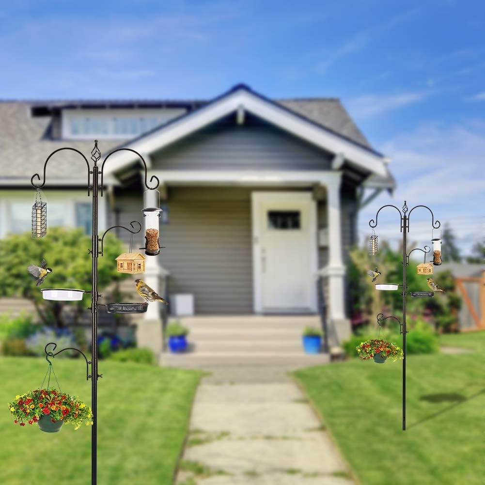 Deluxe Bird Feeding Station Kit with Multi Feeder Hanging Pole, Metal Suet Feeder, Bird Bath, Mesh Tray for