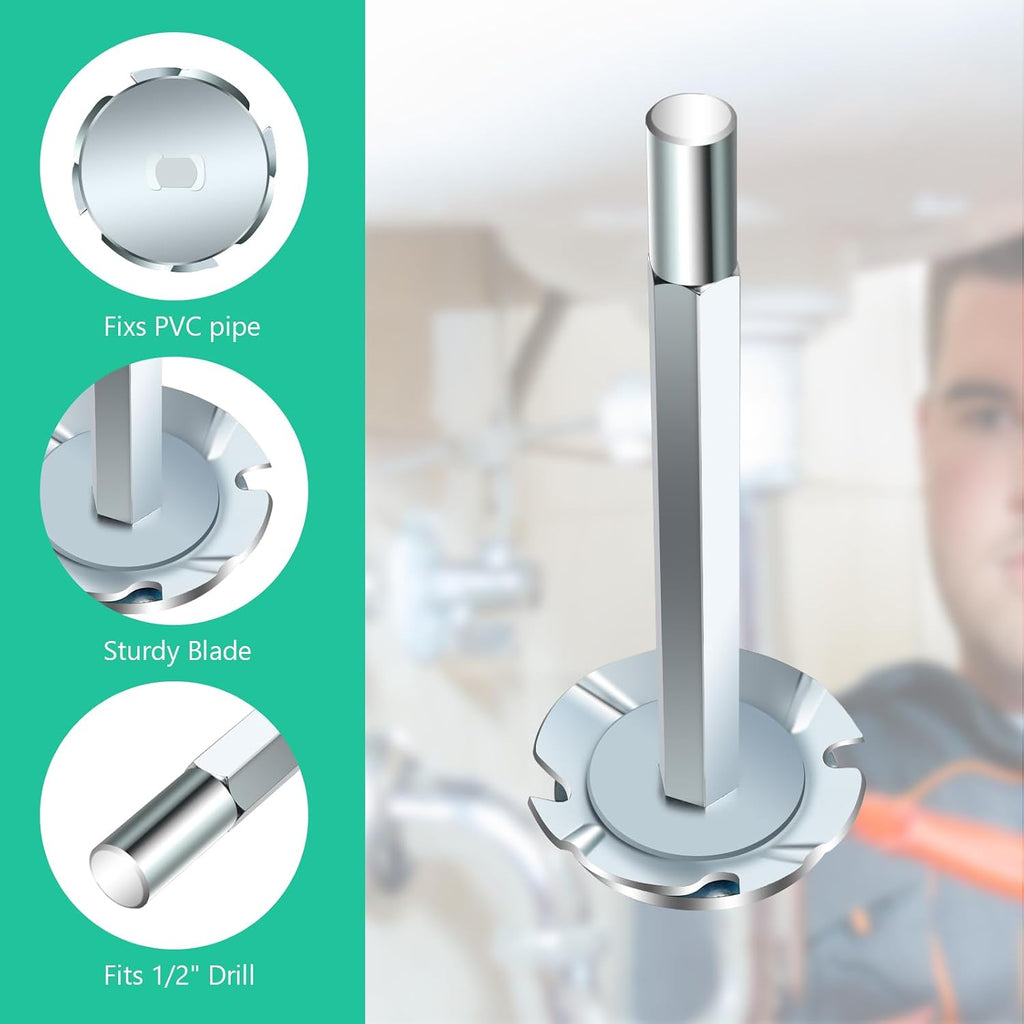 PVC Pipe Reamer, 4Pcs PVC Fitting Saver Tool for Removing SCH 40 from Hub, 1-1/2 In, 2 In, 3 In, 4 In Head, Bit