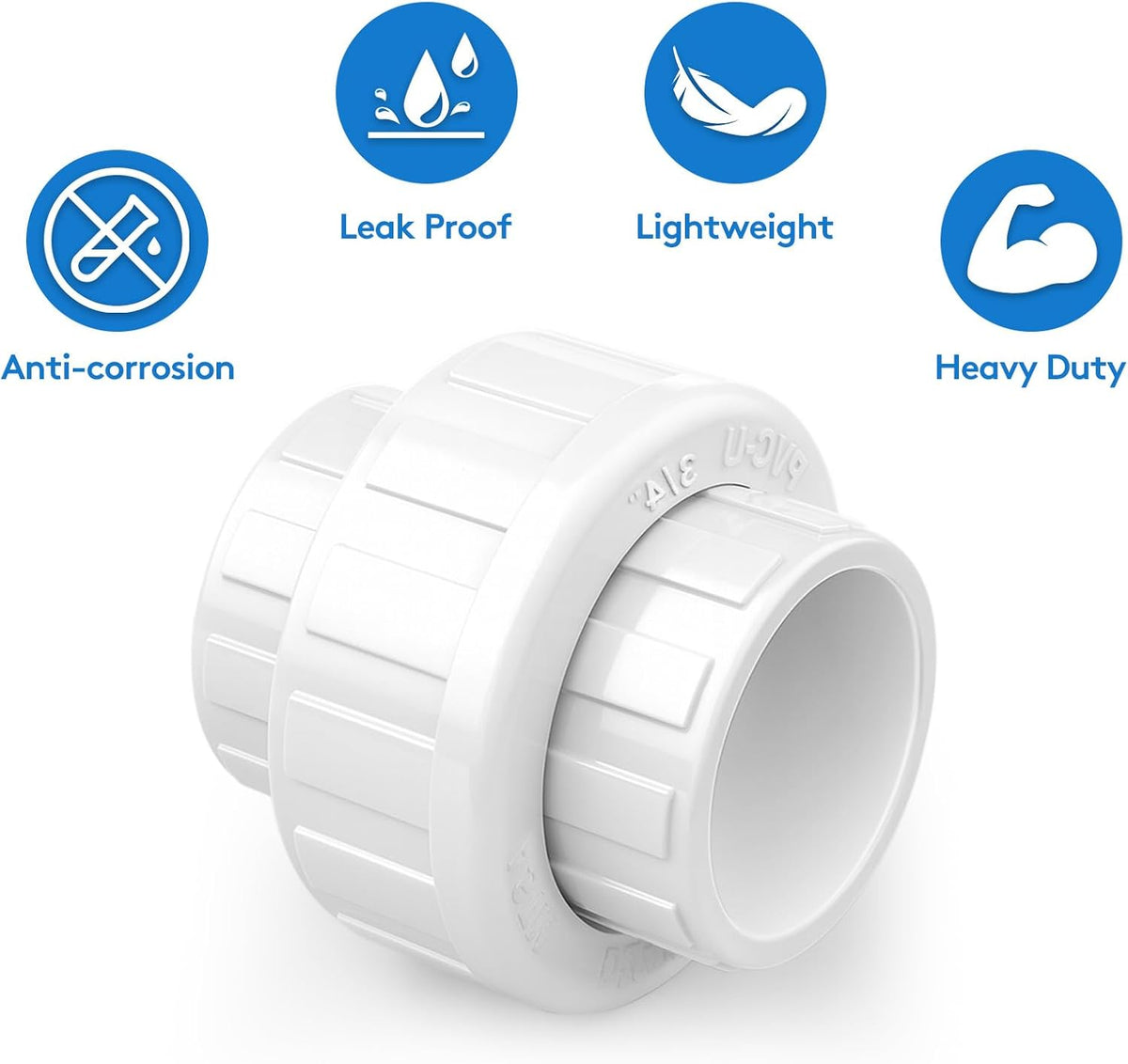 9 pcs 3/4 Inch PVC Union, Socket x Socket Schedule 40 Fitting with EPDM O-Ring for Plumbing, Irrigation, Pool & Outdoor Watering Systems