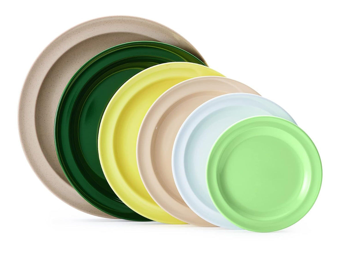 9" Green Supermel Hunter Round Dinner Melamine Plate (Set of 12)