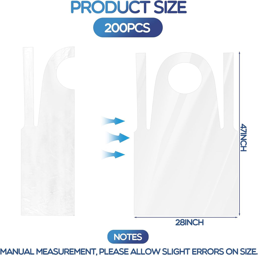 Bulk Plastic Disposable Aprons 28 x 47 White