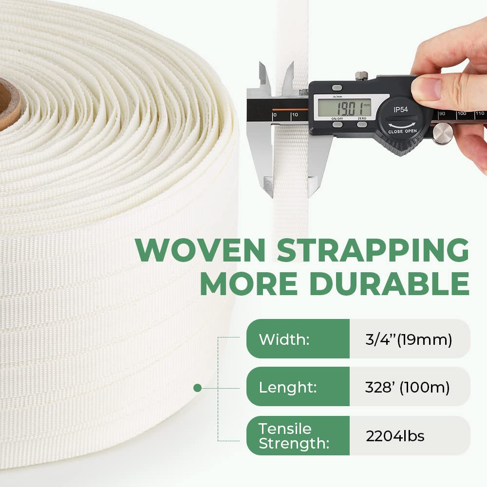 3/4" x 1640'(500m) Woven Cord Strapping Roll, 2500lbs