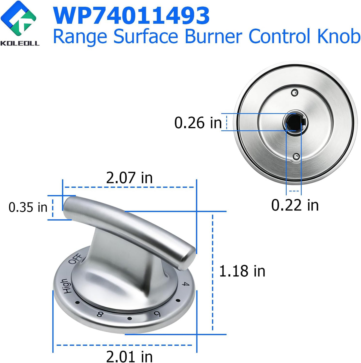 2pc WP74011493 Range Surface Burner Control Knob