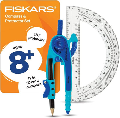 Fiskars Geometry Set, Compass and Protractor Set, Color Received May Vary
