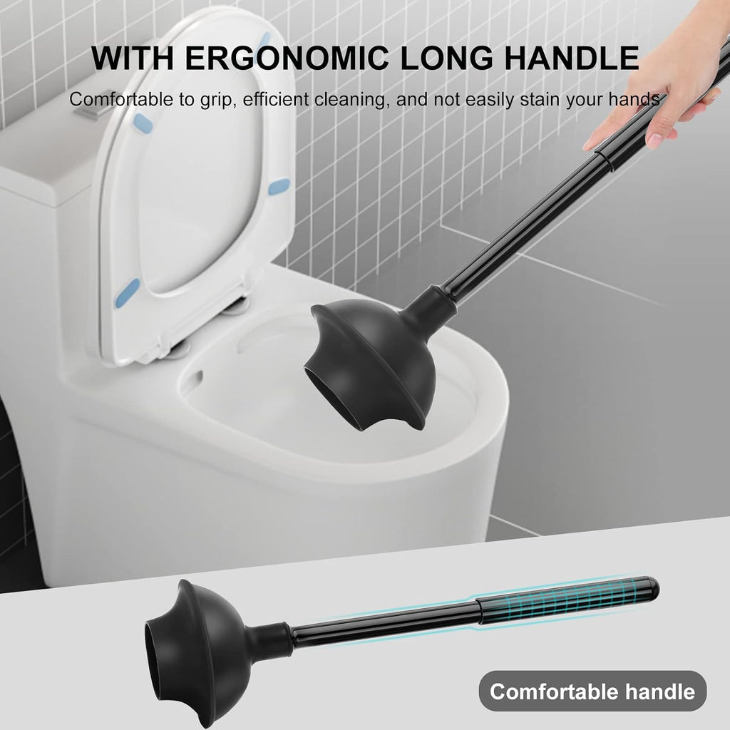 Toilet Brush and Plunger Set, Semi-Hidden Toilet Plungers, Black | Heavy Duty Toilet Bowl Brush and Holder for