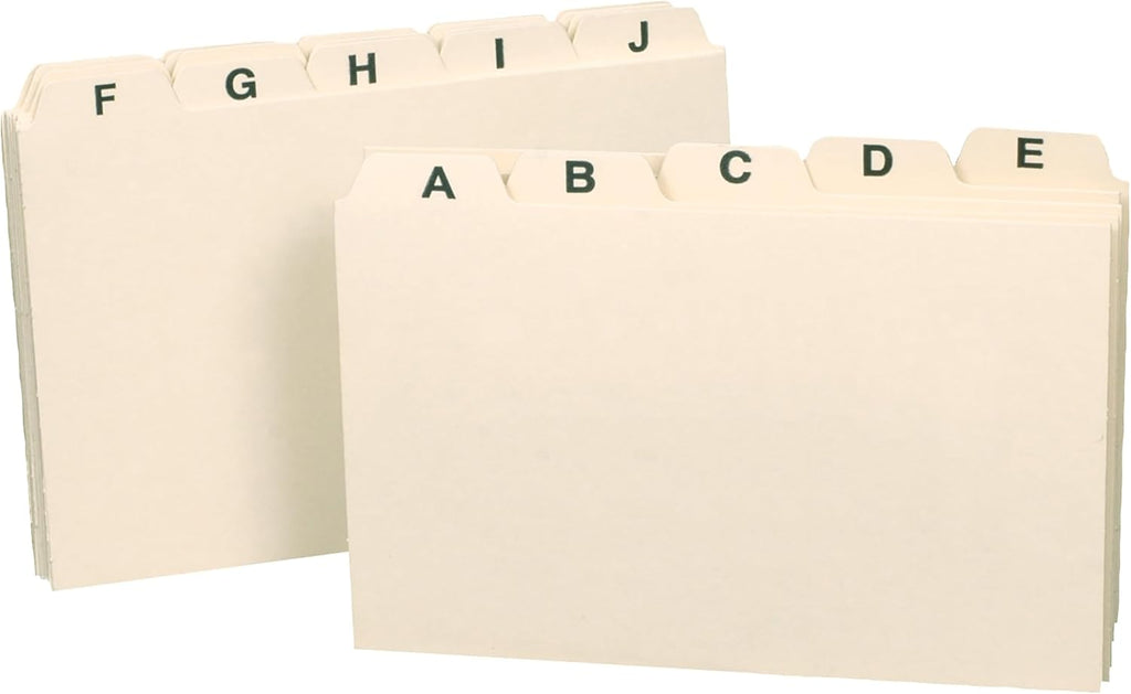 Manila Card File Guides, Index Card Dividers, 3x5 A-Z Tabs 25 Set | Alphabetical index card dividers 3x5 sort a 3 x 5