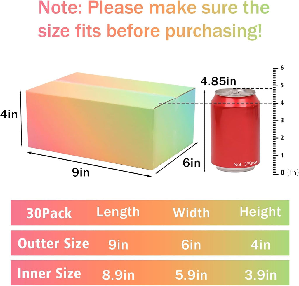 9x6x4 Shipping Boxes Medium Set of 30, Gradient Corrugated Cardboard Box, Mailing Boxes for Packaging Small Business