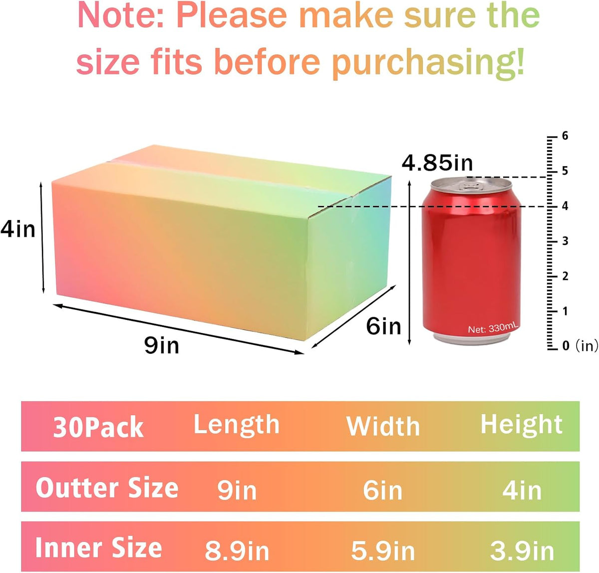 9x6x4 Shipping Boxes Medium Set of 30, Gradient Corrugated Cardboard Box, Mailing Boxes for Packaging Small Business