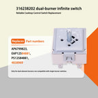PAVIDANKER 316238202 Dual Burner Infinite Switch for Electric Range Cooktop