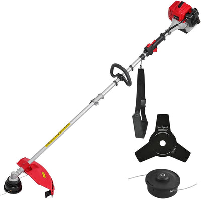 25.4cc Gas Weed Wacker, String Trimmer/Edger 16-Inch with 10-Inch Brush Cutter for Grass Cutting 18lb Gas Trimmer