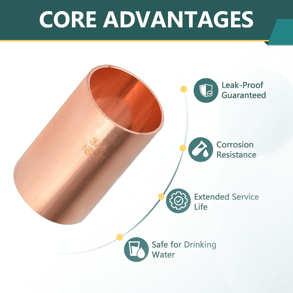 30-Pack Niikappu 3/4" C X 3/4" C Copper Coupling without Stop(COPPER033-30)
