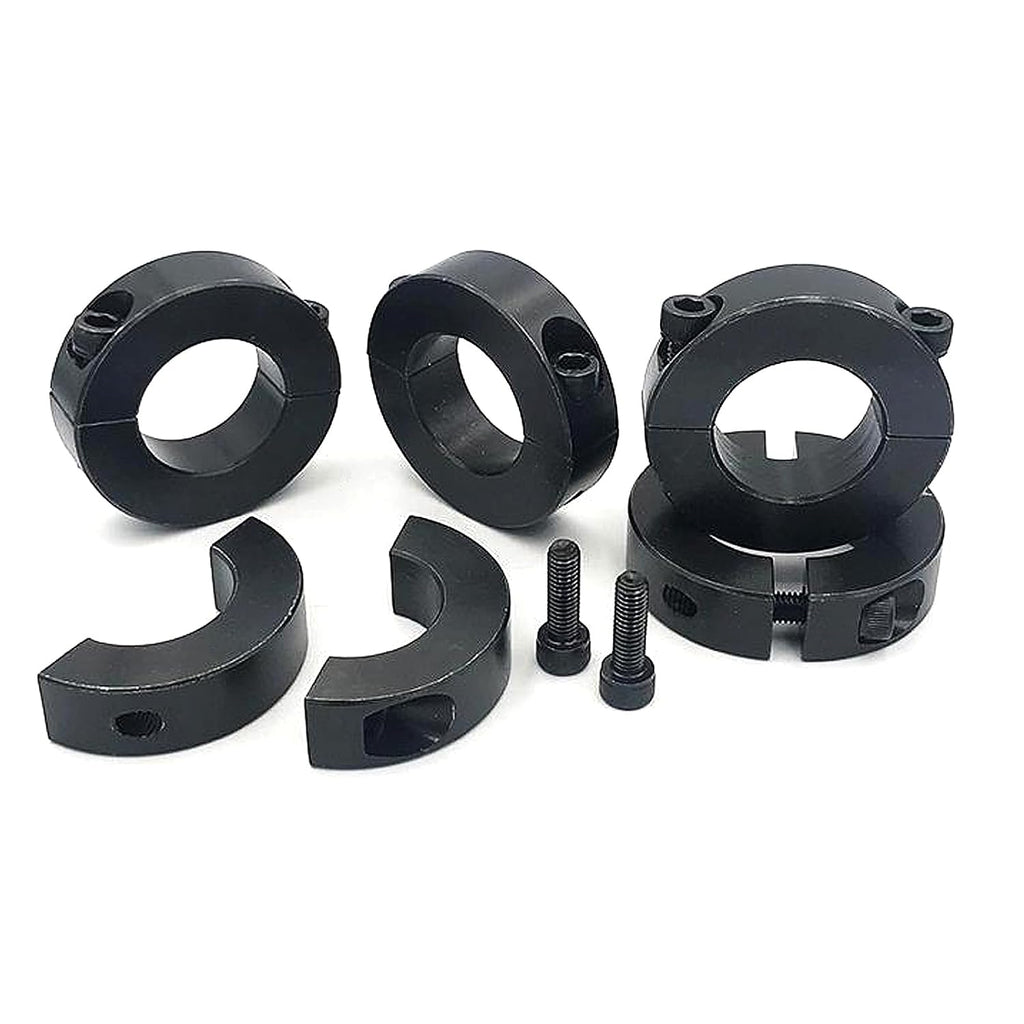 Split Shaft Collar Bore 1/2" OD 1-1/8" Thickness 13/32" 1045 Steel Black Oxide H7 Tolerance Locking Collar Drill Stop Collar Set Screw Clamp-On Linear Rail Stop