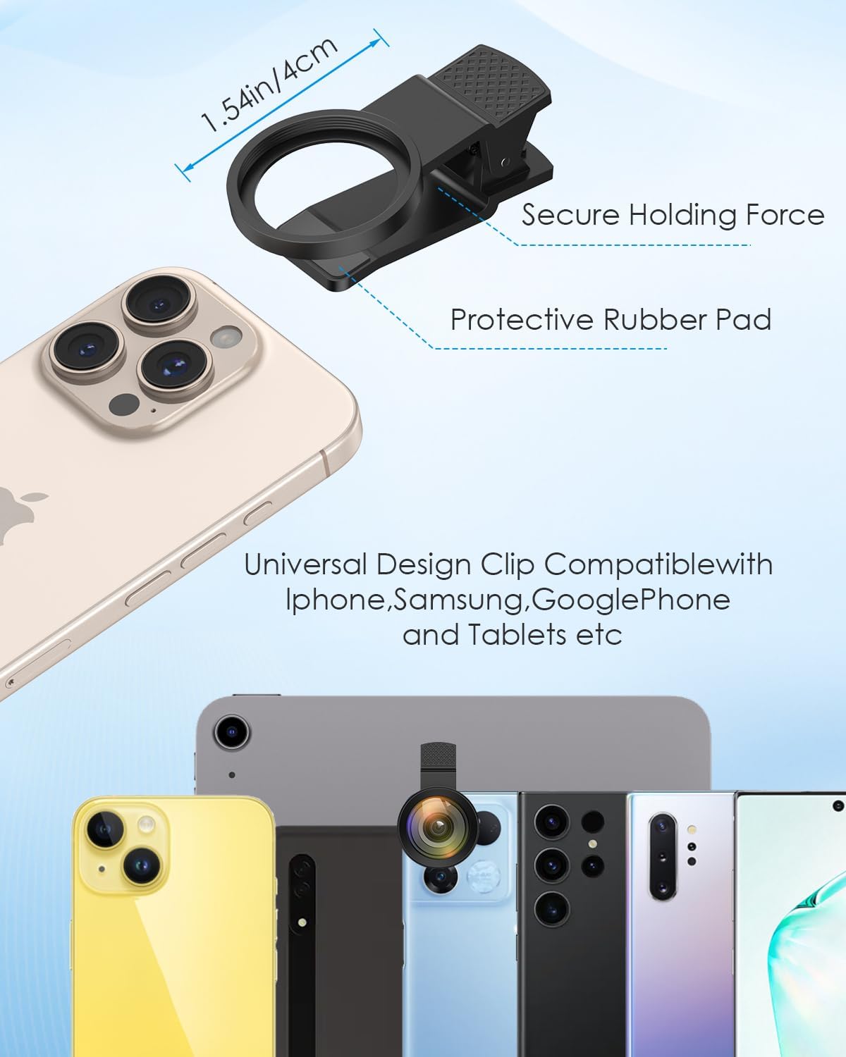 Phone Camera Lens, 0.45X Wide Angle & 12.5X Macro Lens, 2-in-1 Clip-On | 140° Super Wide Angle, HD Optical Glass