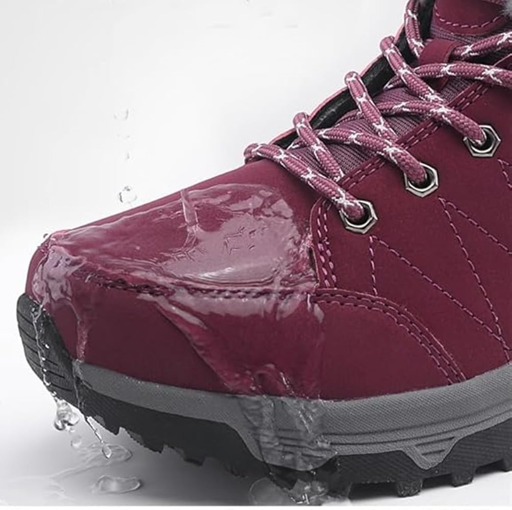 Womens Winter Sport Waterproof Boots Snow Boots Fur Lined Warm Ankle Boots Slip On Stylish Fuzzy Hiking Women Booties