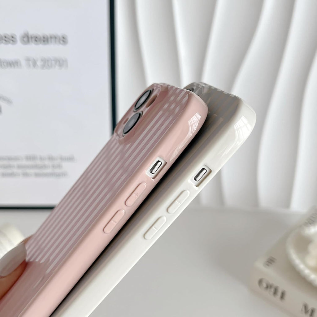 for iPhone 14 Case Cute Aesthetic Striped Phone Case for Women Girl Trendy Soft TPU Slim Shockproof Full Camera