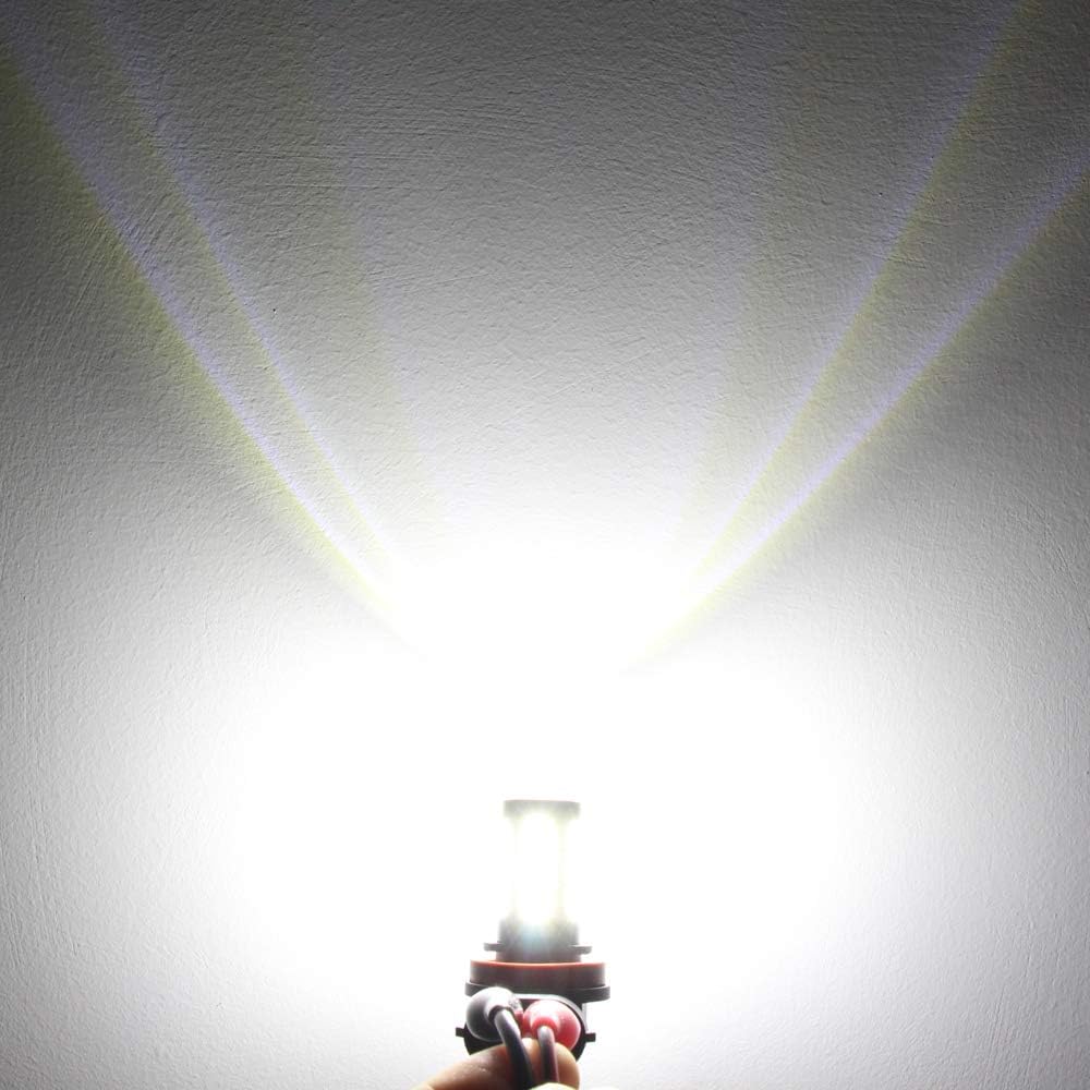 Super Bright H8 H11 LED Fog Lights Bulbs or DRL, 6000K Xenon White H16 H11LL H8LL H1155 Replacement, 2800Lms 5730