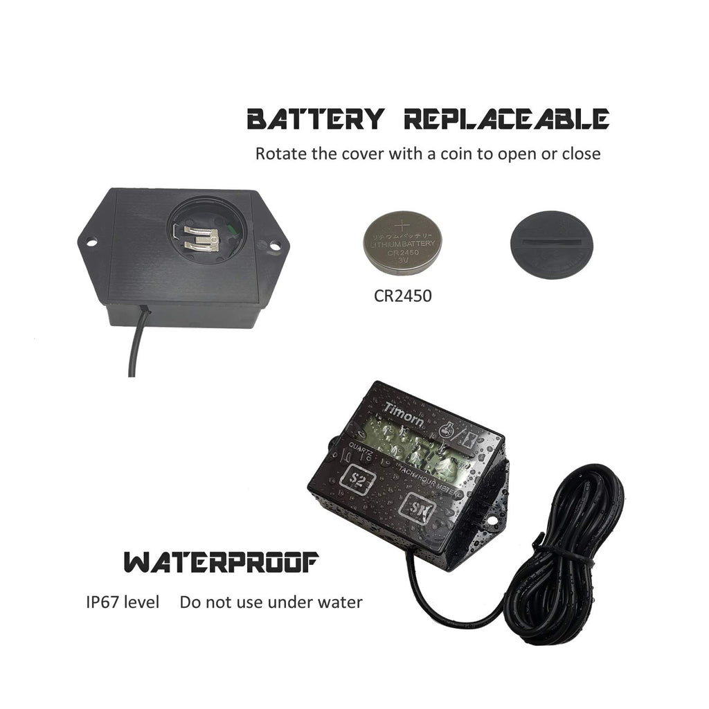 Timorn Small Engine Tachometer, Waterproof Tachometer for Small Engine