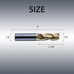 NZ 3 Flute 1/2" Solid Carbide Square End Mill ZrN Coated, 1Pc