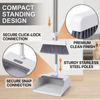 4-in-1 Broom and Dustpan Set, Long Handle Broom with Built-in Squeegee