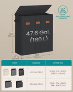 160L Laundry Hamper, 4-Compartment Laundry Sorter with Lid
