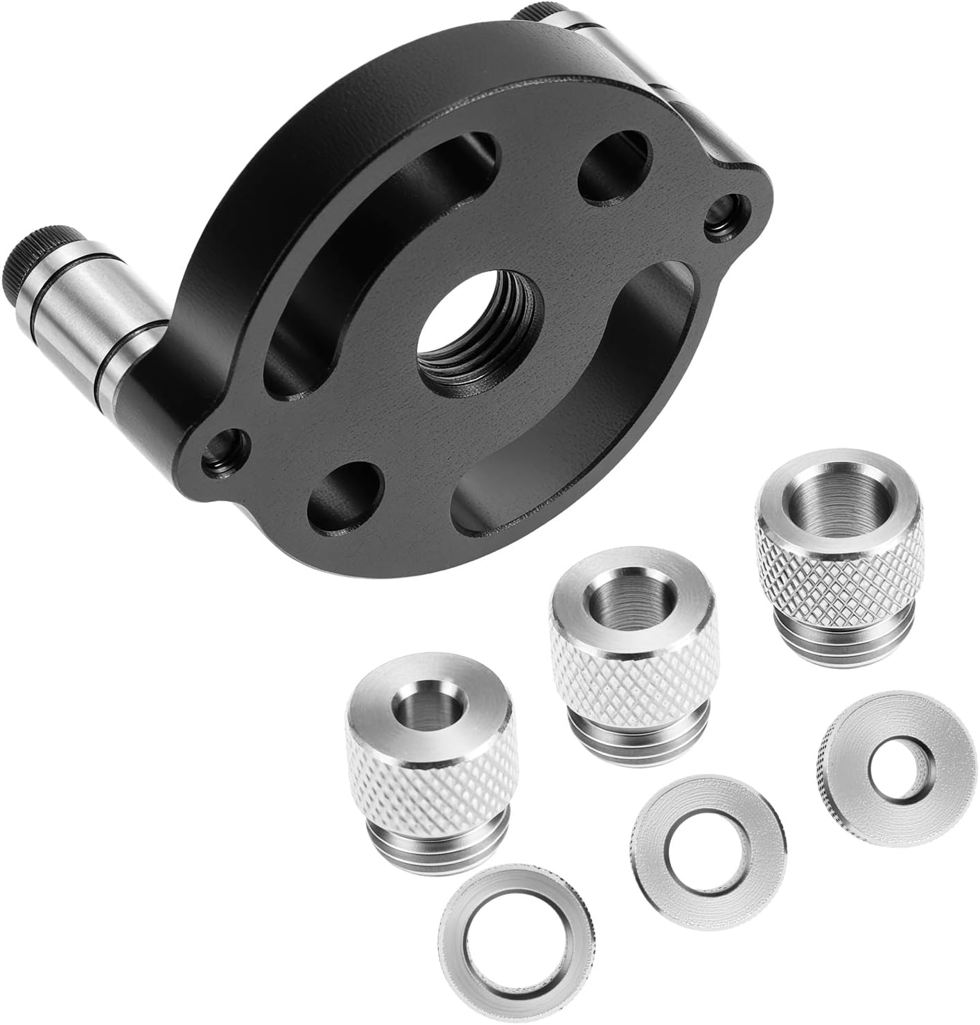 Self-Centering Doweling Jig, Straight Hole Guide for Precise Woodworking, with 6mm, 8mm, 10mm Bushings, Hole Puncher