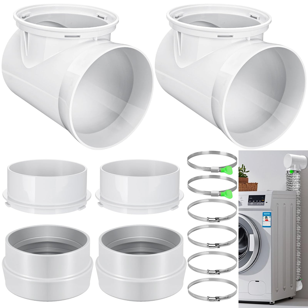 Upgraded 90 Degree Dryer Vent Elbow(2 Pcs) for 4 Inch Dryer Duct Vent Hose.