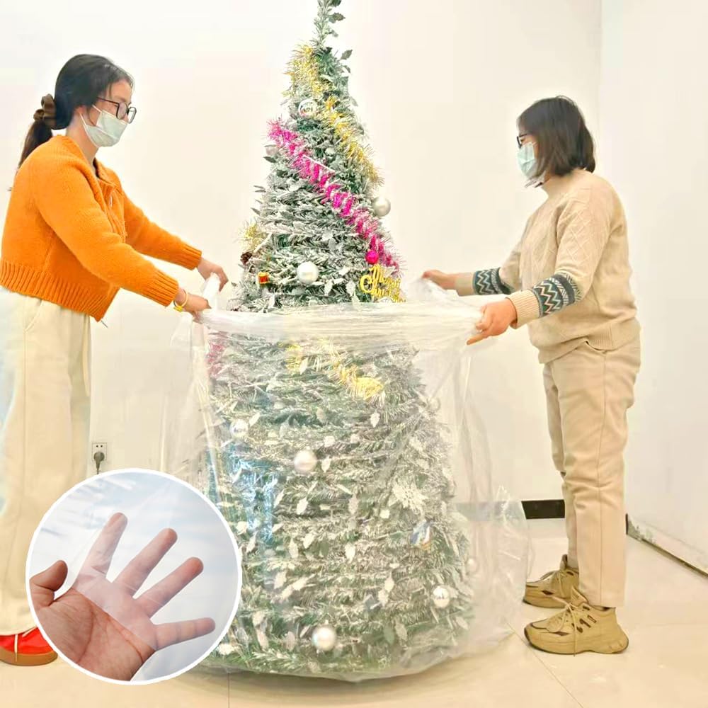 Christmas Tree Removal Bag 9-Feet Tall by 6-Feet Wide Christmas Tree Disposal Bag Plastic Patio Furniture Cover Large