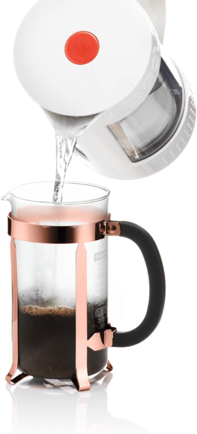 34oz Chambord French Press Coffee Maker, High-Heat Borosilicate Glass, Stainless Steel, Copper – Made in Portugal
