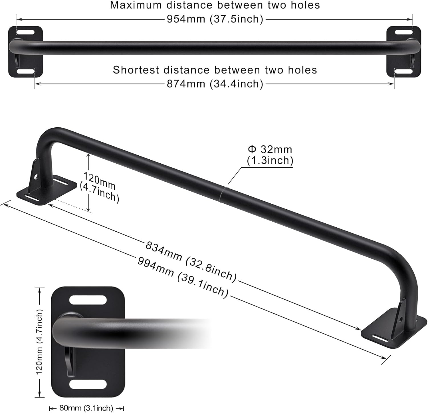 Heavy Duty Welded Pull Up Bar Wall/Joist/Ceiling Mount Chin Up Bar | Multifunctional Pull-up Bars w/Resistance Band