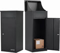 Galvanized Steel Package Delivery Box Outdoor, 17.3" x 15.9" x 38.6" | Flip-Top, Anti-Theft, Secure Lock System and