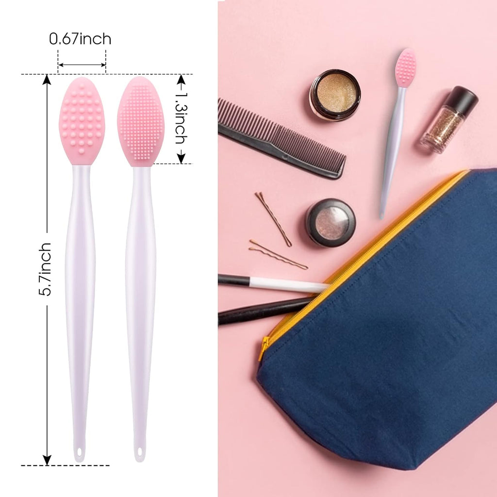Lip Scrub Brush,Lip Scrubber Exfoliator,Double-Sided Silicone Lip Exfoliating Tool,Gentle Lip Exfoliator Scrubber