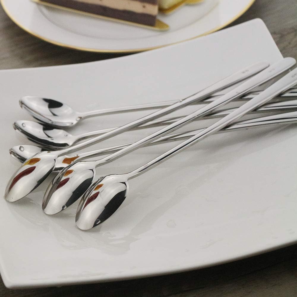 9" Iced Tea Spoons, DEALIGHT 6-Piece Heavy-Duty Long Handled Teaspoons