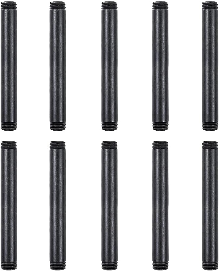 10 Pack 1/2 x 6 Inches Black Pipe Malleable Steel Nipples Fitting