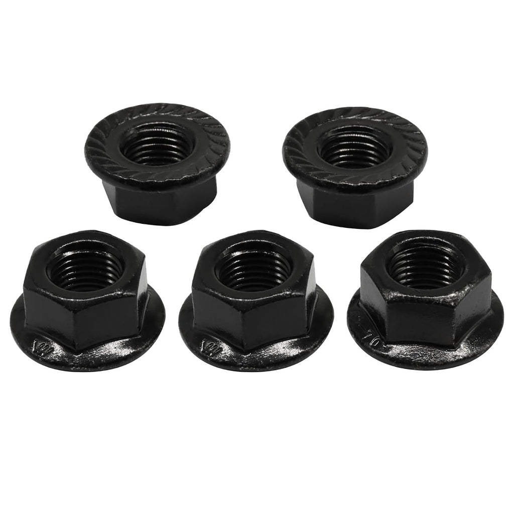 M12/1.25mm Serrated Flange Hex Nuts, Black, 5Pcs