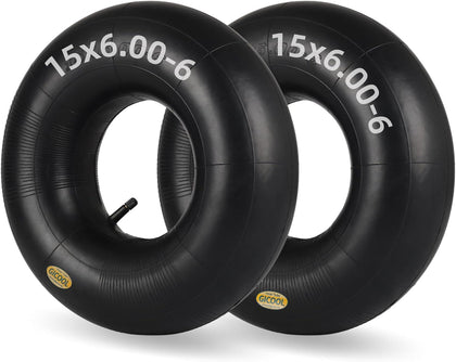 15x6.00-6 Lawn Mower Tire Inner Tubes, TR-13 Valve Stem, 2 Pack | Heavy-Duty Inner Tubes, Fits for Ride-on Mower
