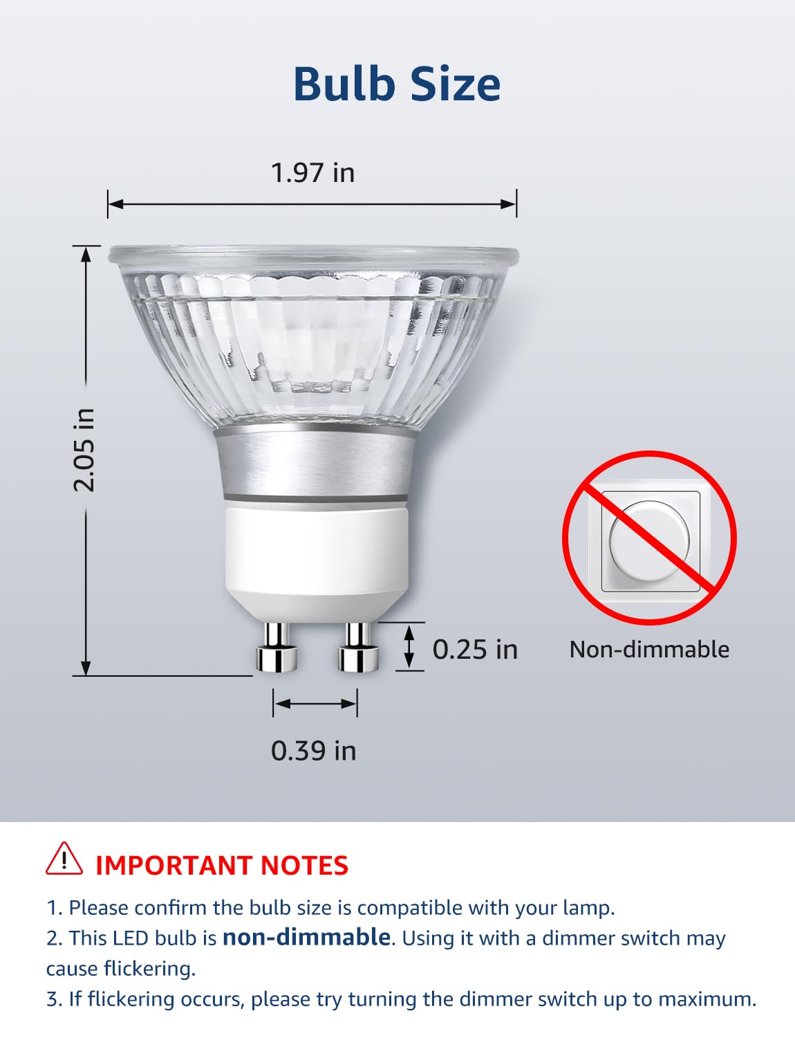 Non-Dimmable GU10 LED Light Bulbs 4W 350LM 5000K Daylight White 6PC