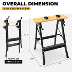 Folding Workbench w/Vise, 10-14" Clamp, Angles 0/45/90, 220Lb