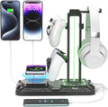Headphone & Controller Stand with Wireless Charging - Rotatable Headset Stand with 9 Light Modes - Controller Holder