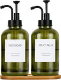 Glass Soap Dispenser with Pump, Dish and Hand Soap Dispenser for Kitchen Bathroom Set, Clear Glass Dispenser Set of 2