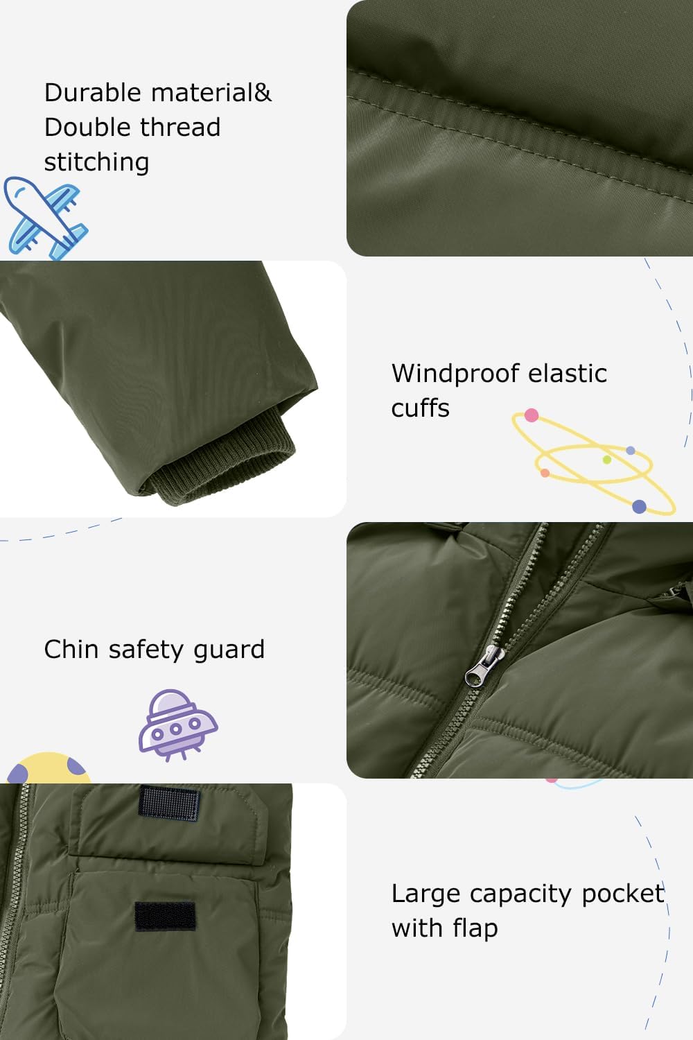 Boys Winter Coat Boys' Thick Puffer Jackets with Removable Hood Warm Quilted Coats Big Boys