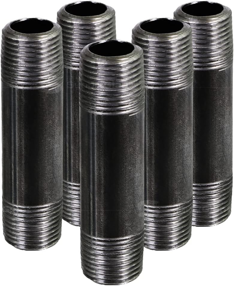 SUPPLY GIANT OQCM3840-5 Nipple pipe, 3/8 in. x 4 in, Black, 5 Pack