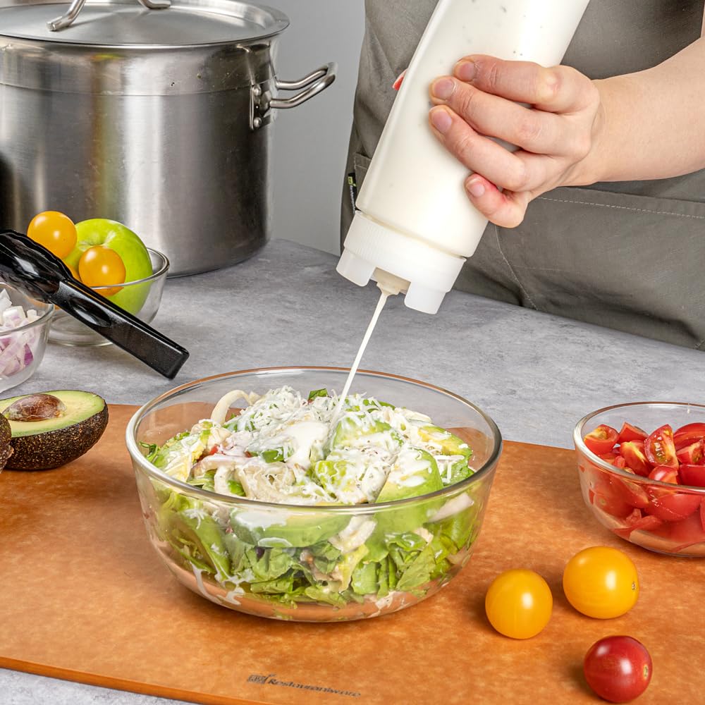 First In First Out 16 Ounce Condiment Squeeze Bottle 6 Refillable Lid FIFO Squeeze Bottle - Precision Dispensing Tip