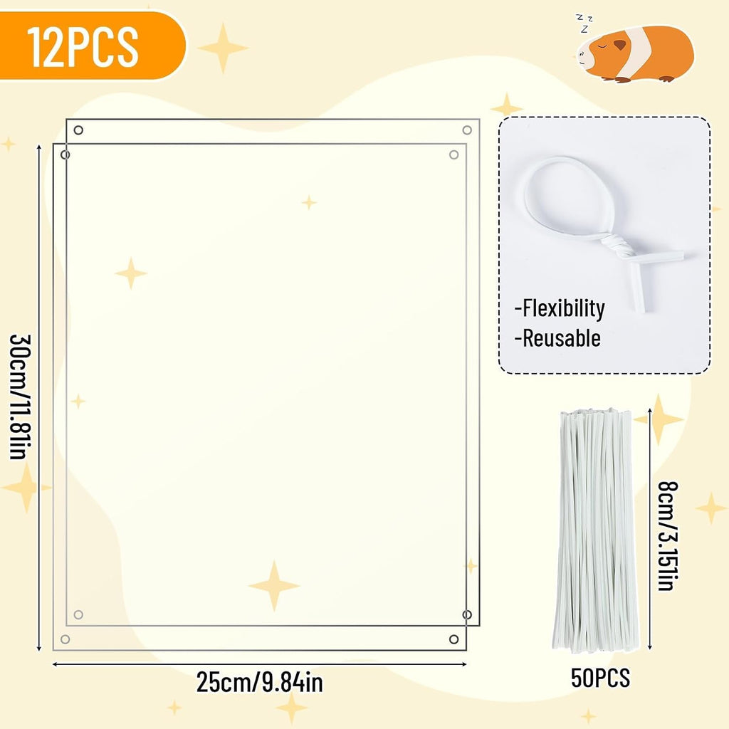 12 Pack Pet Cage Liner Protection Rabbit Cage Urine Guard Clear Cage Edge Liner Guinea Pig Side Lining Habitat Siding